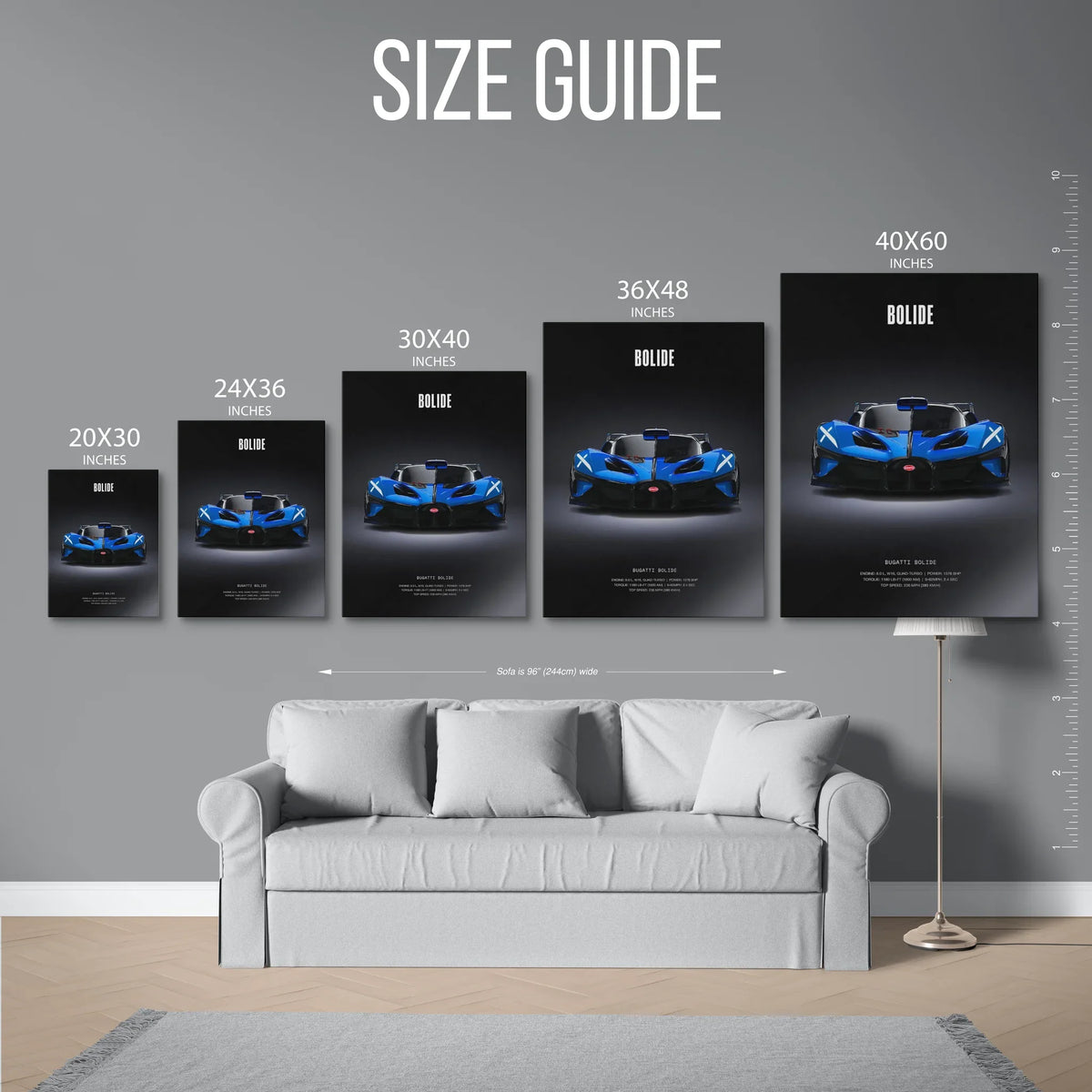 Bolide Specs Poster — Size Guide