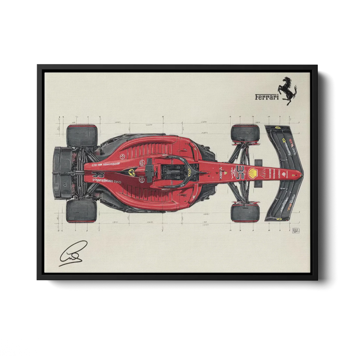F1 Blueprint Top View — Canvas Print