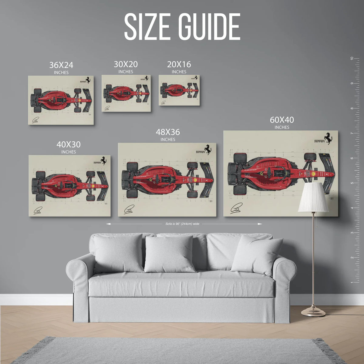 F1 Blueprint Top View — Size Guide