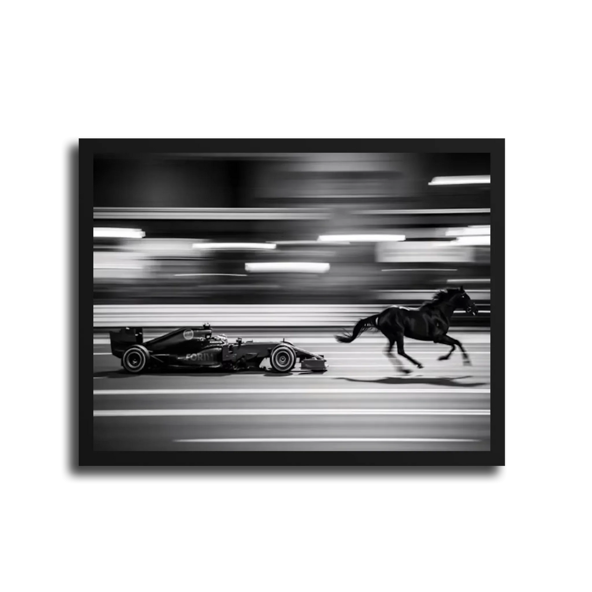 F1 Vs Horse Speed — Black Frame