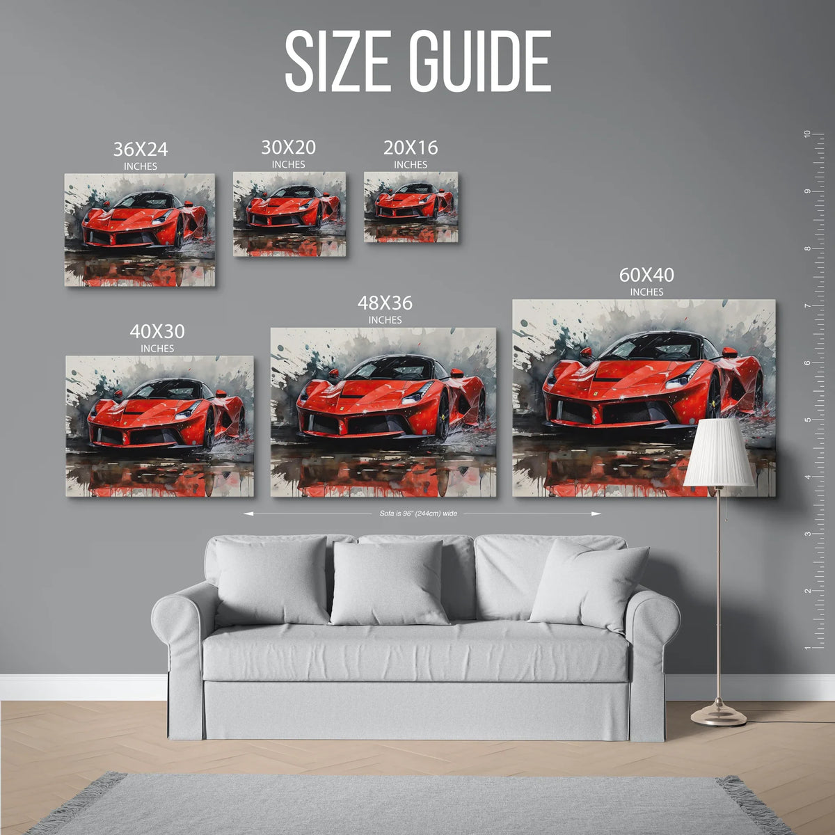 Laferrari Watercolor Splash — Size Guide