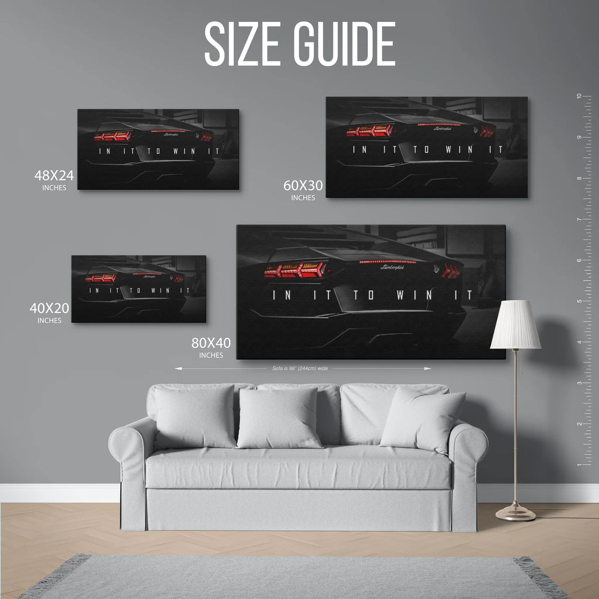 Aventador In It To Win It Panoramic — Size Guide