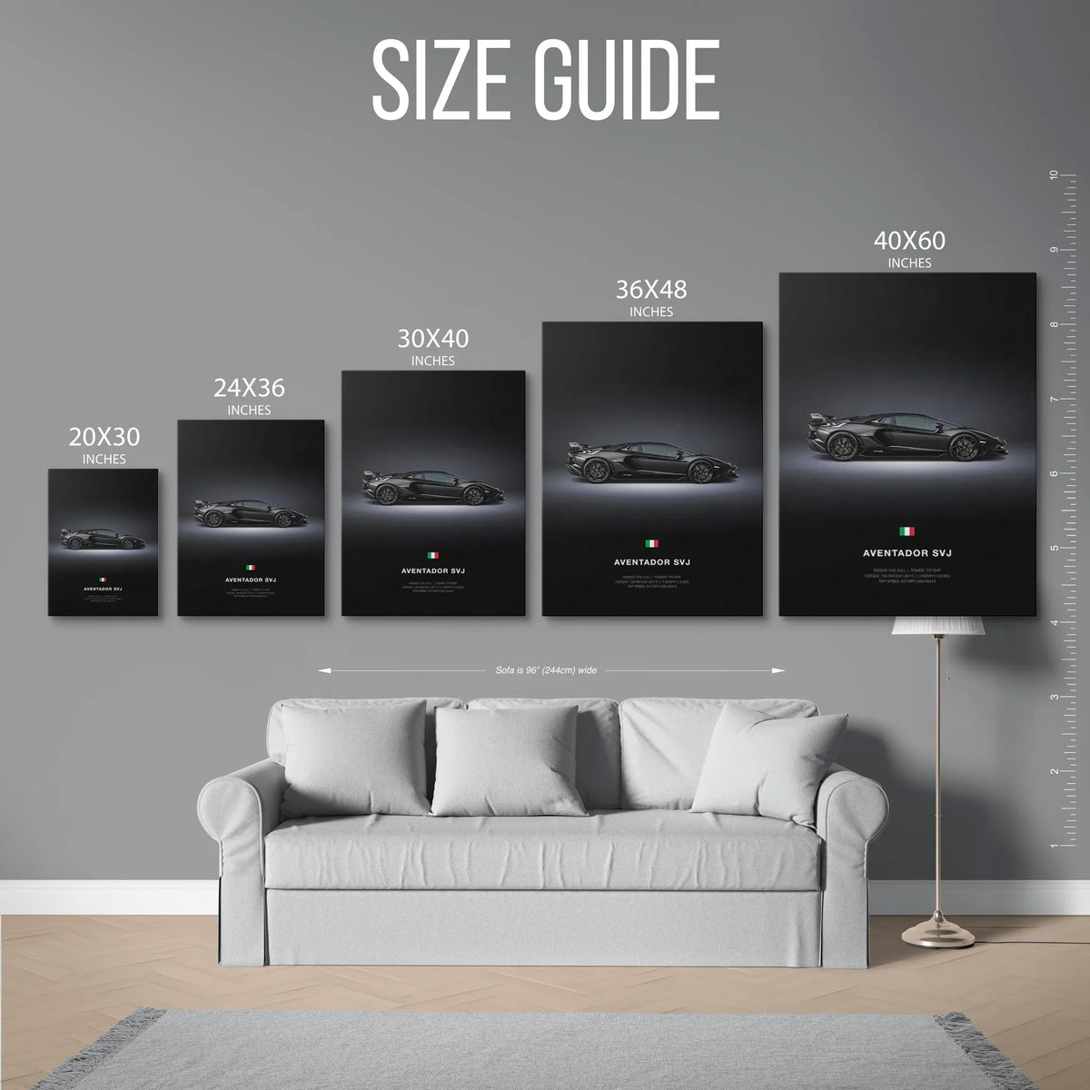 Aventador Svj Specs Poster — Size Guide
