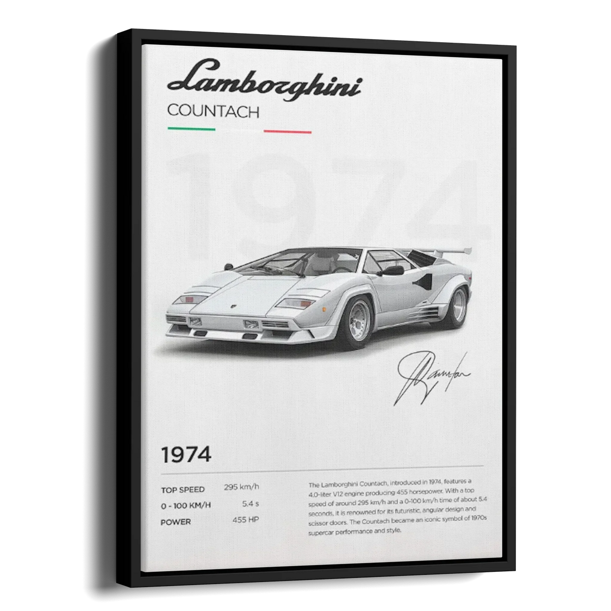 Countach Specs Poster — Alternate View