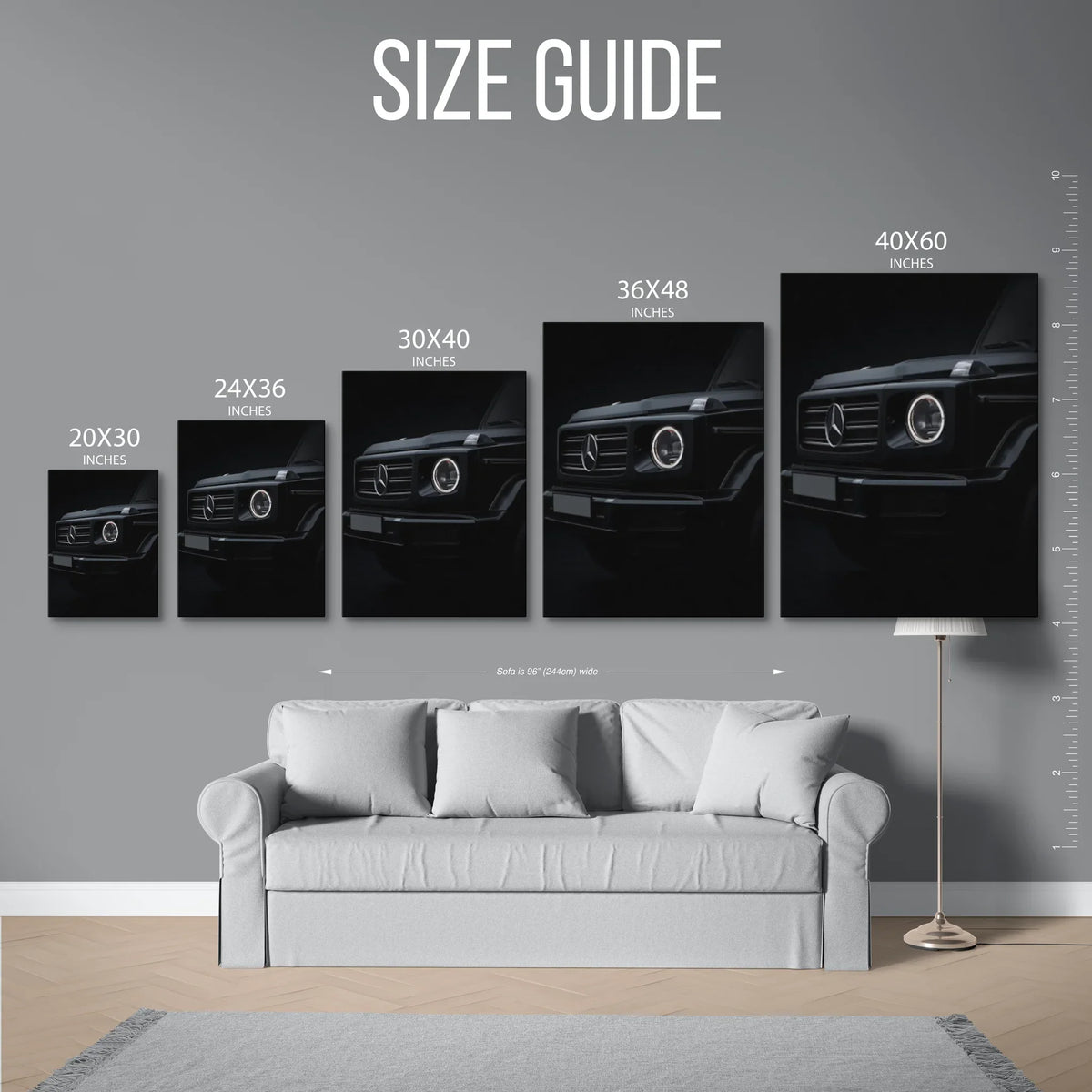 G Wagon Front Closeup Dark — Size Guide