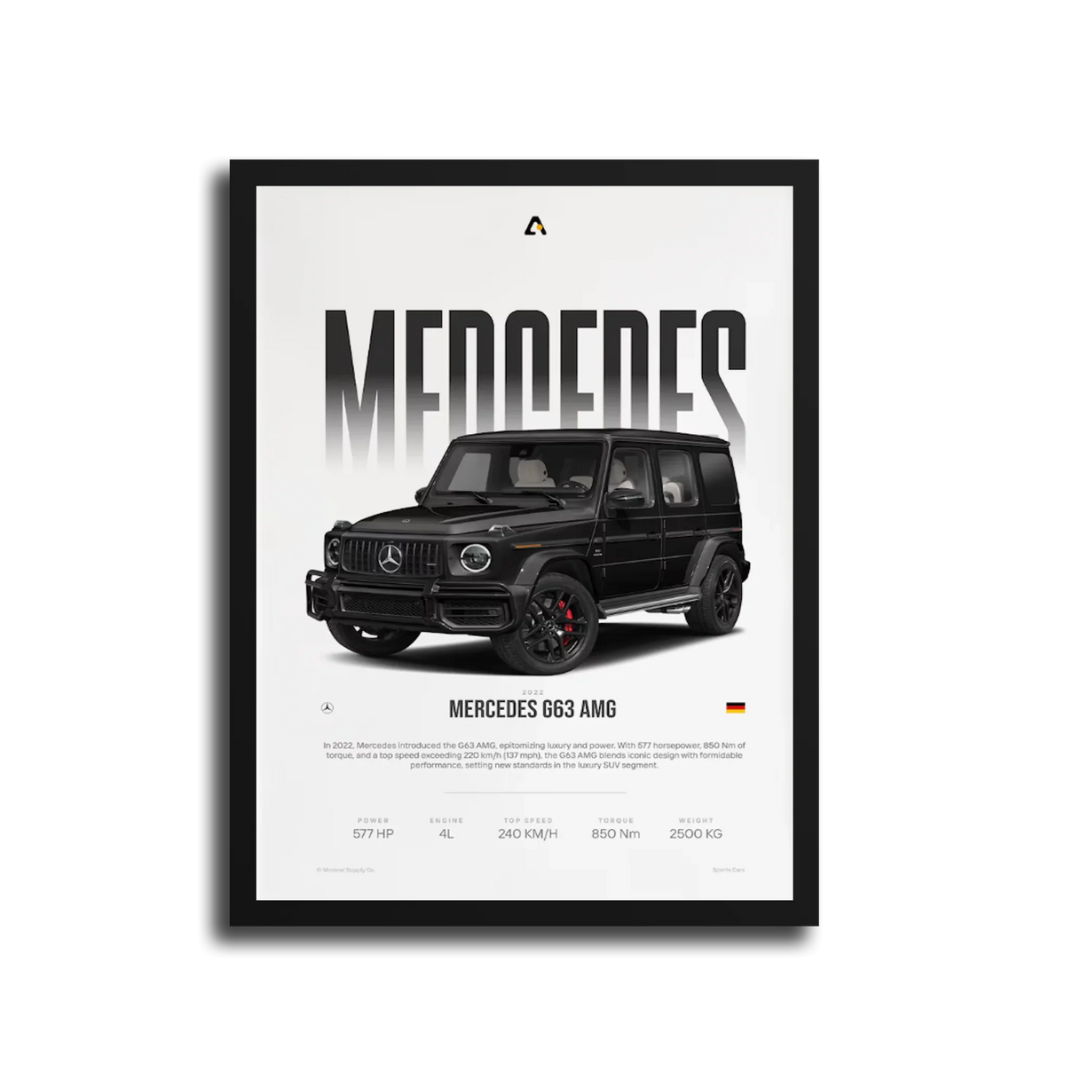 G63 Amg Specs Poster — Black Frame