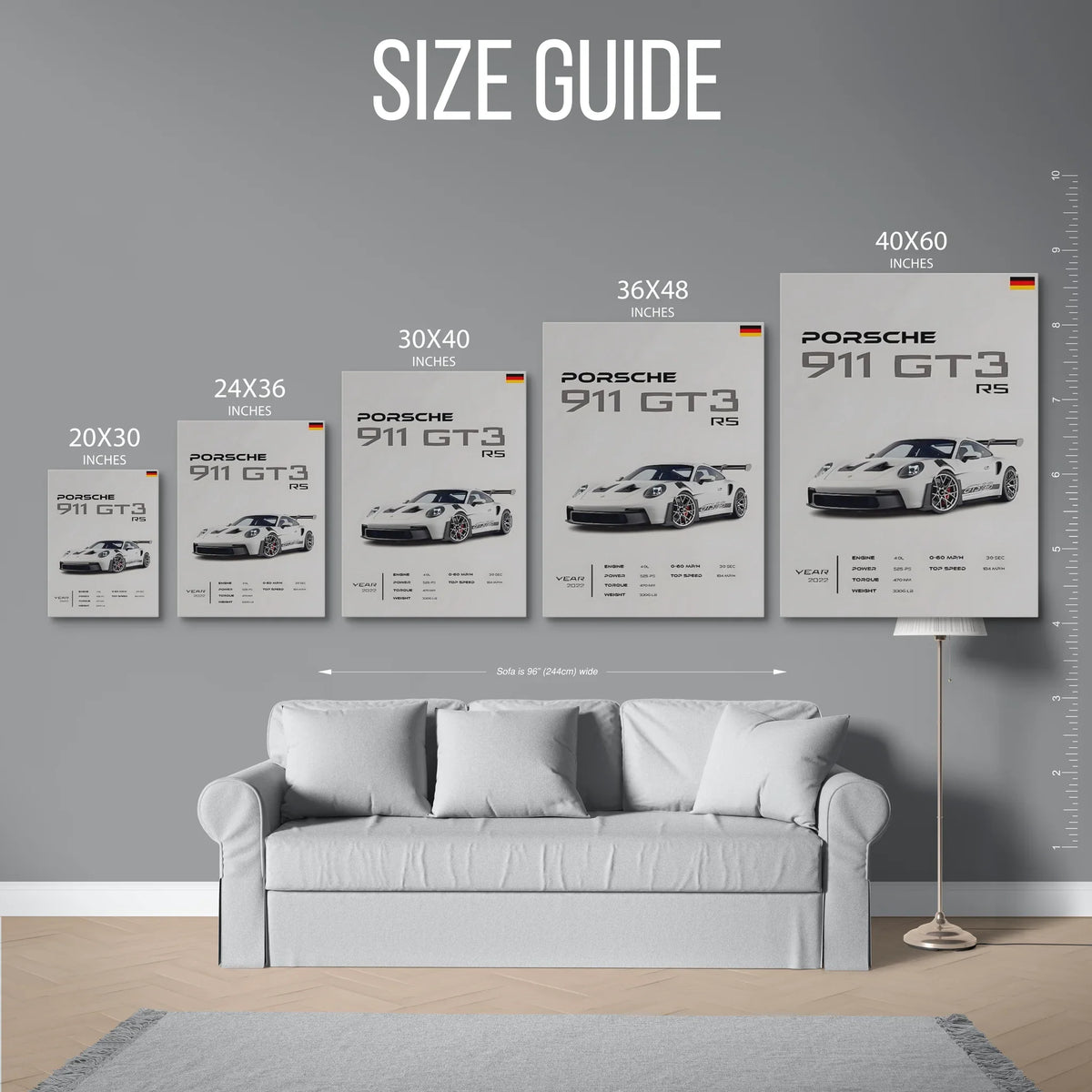 911 Gt3 Rs 2022 Specs Poster — Size Guide