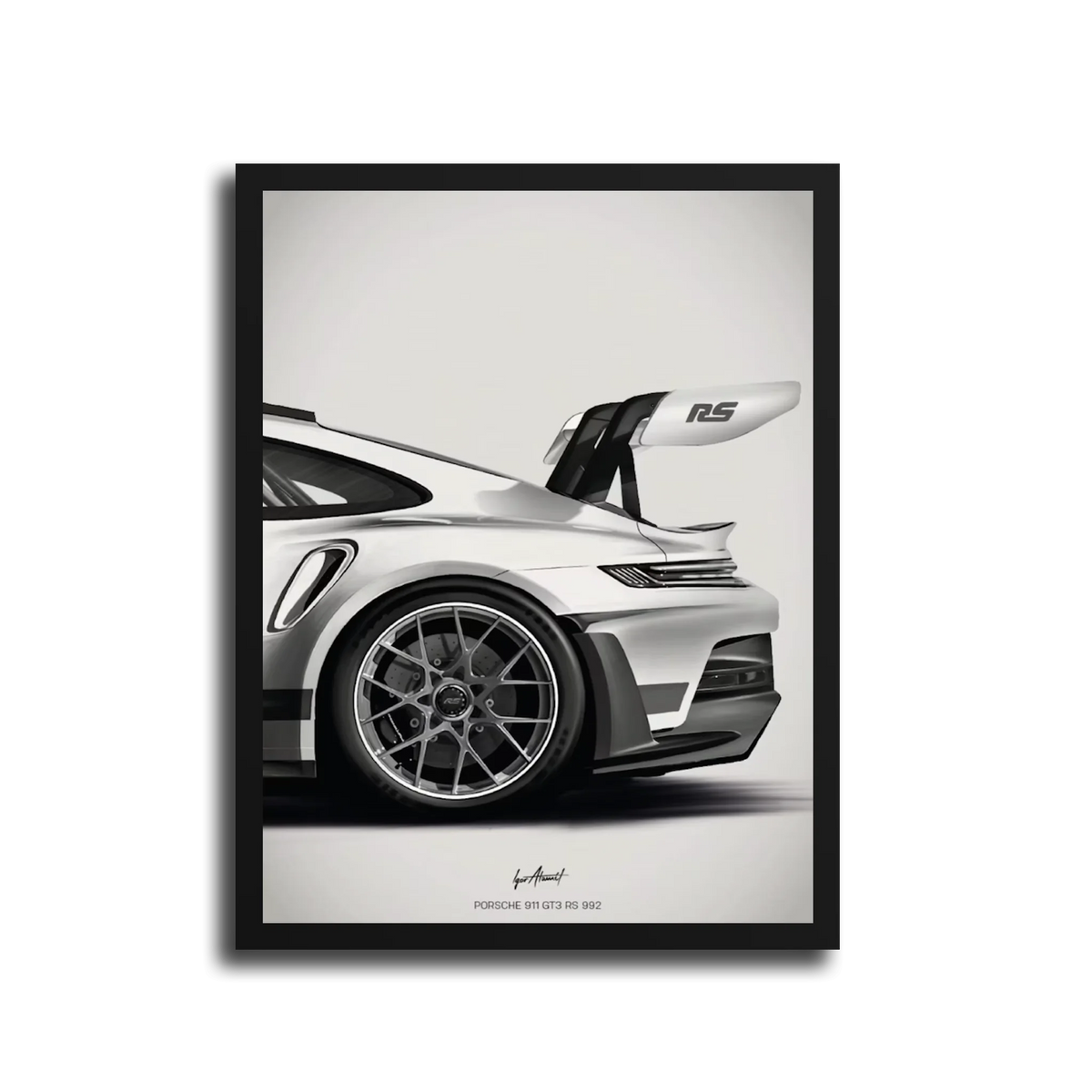 911 Gt3 Rs 992 Sketch Bw — Black Frame