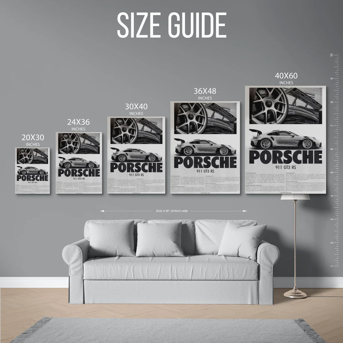 911 Gt3 Rs Newspaper Poster — Size Guide