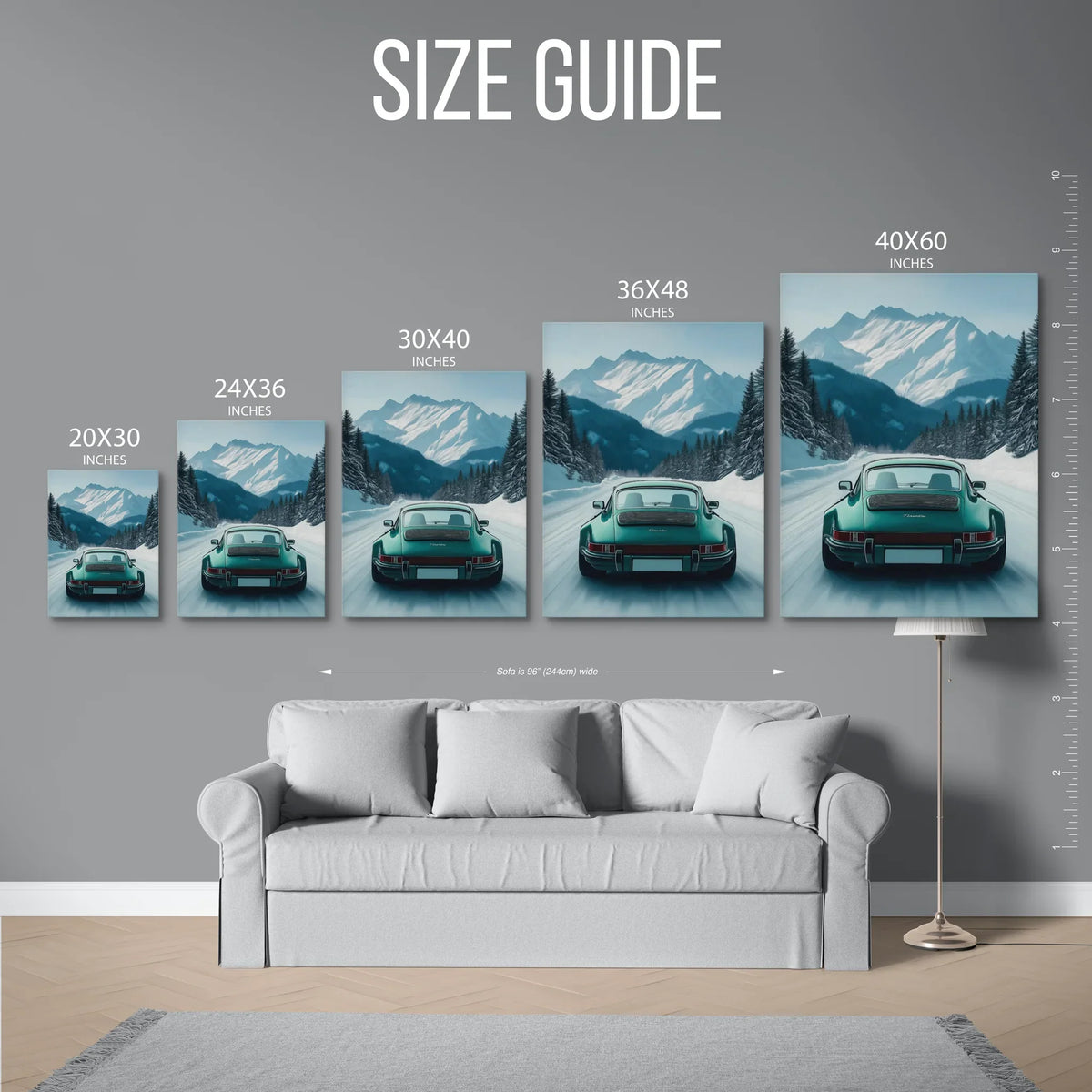 911 Targa Teal Alps Portrait — Size Guide