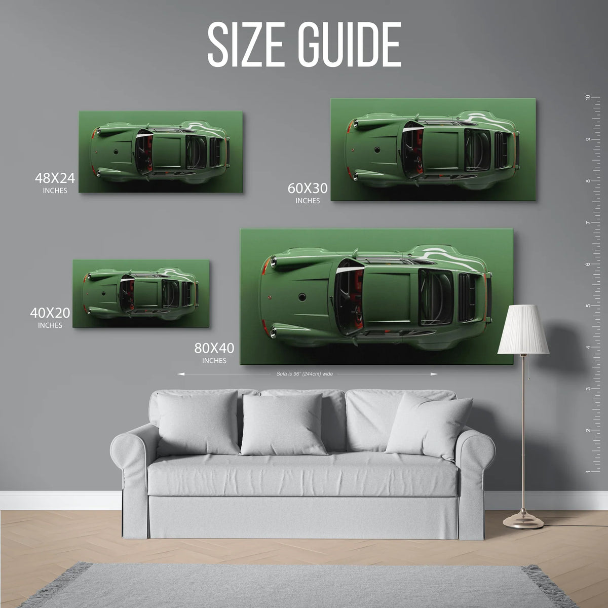 911 Top View Green Panoramic — Size Guide