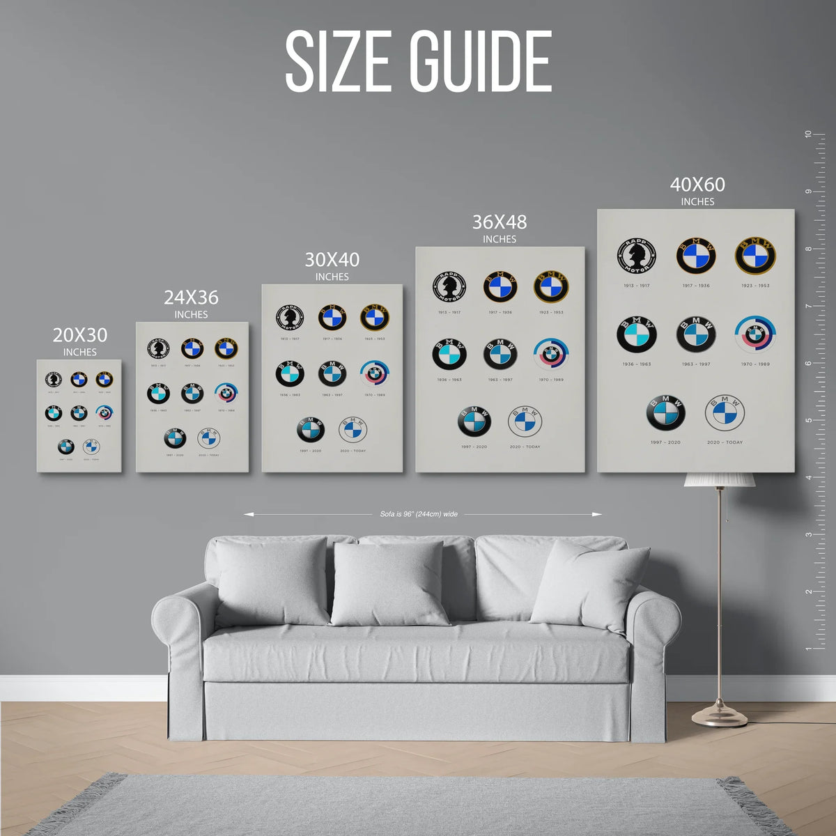 Logo Evolution — Size Guide
