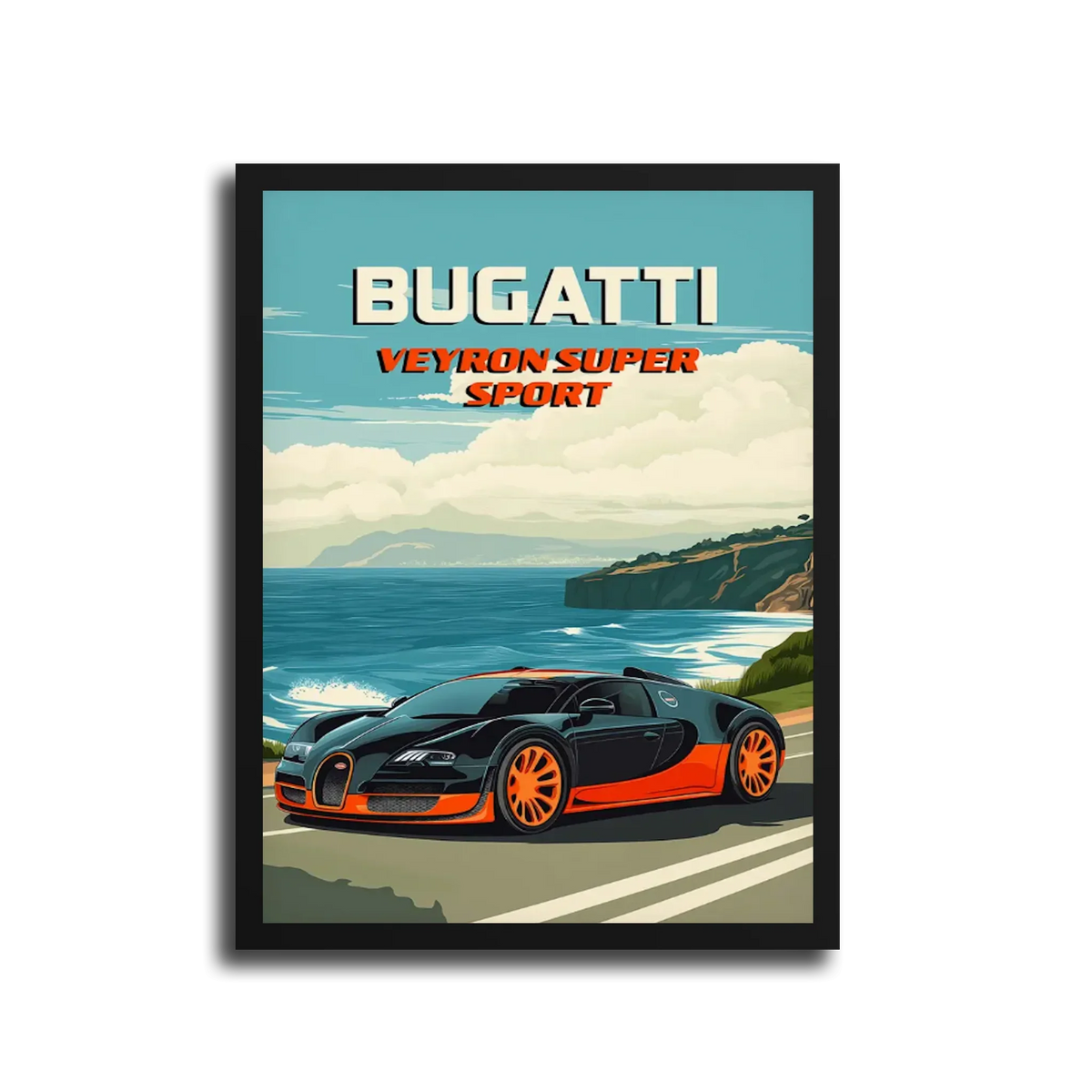 Veyron Super Sport Retro Poster — Black Frame