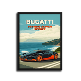 Veyron Super Sport Retro Poster — Black Frame