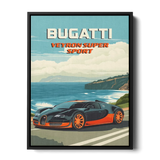 Veyron Super Sport Retro Poster — Canvas Print