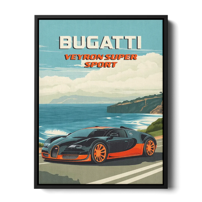 Veyron Super Sport Retro Poster — Canvas Print