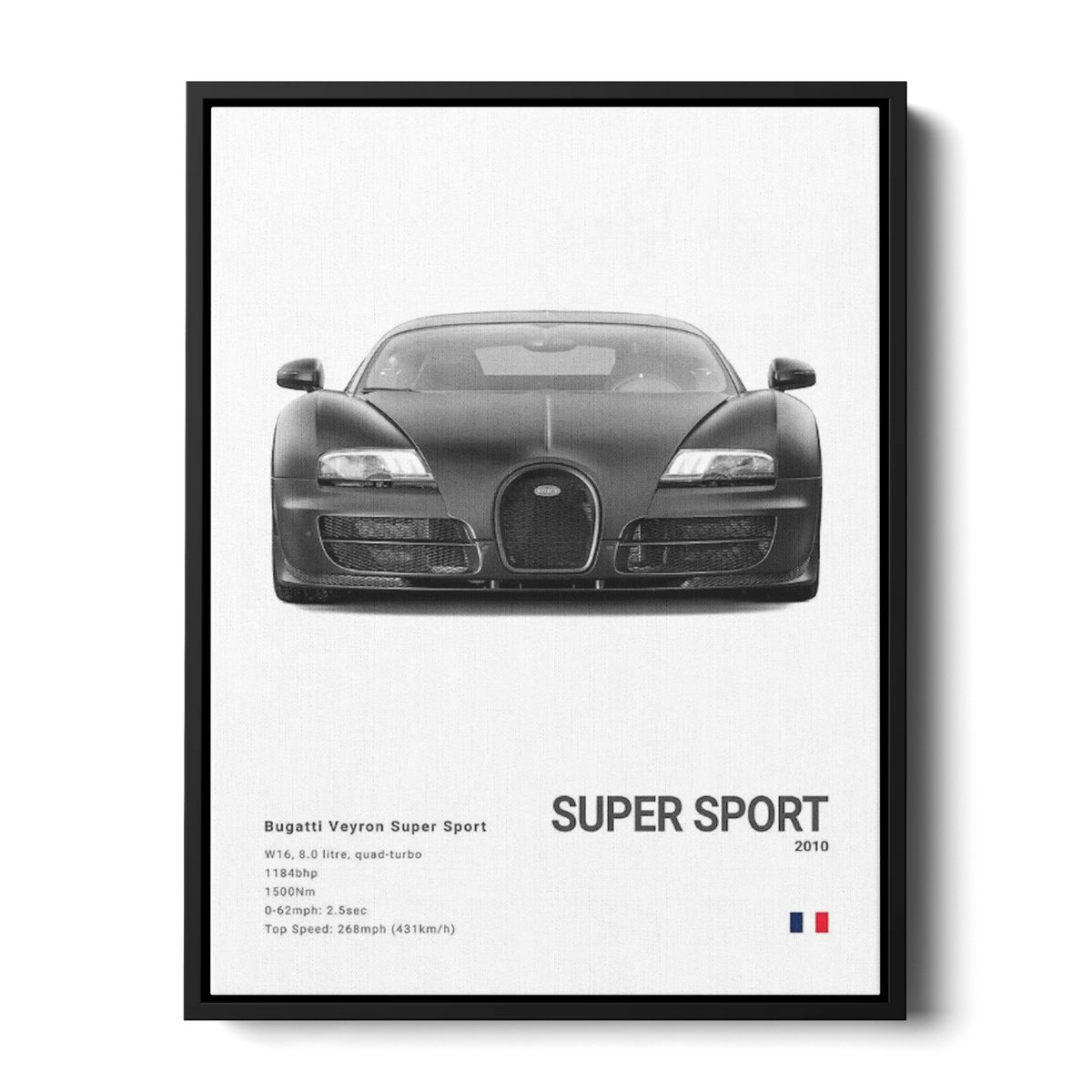 Veyron Super Sport Specs Bw — Canvas Print