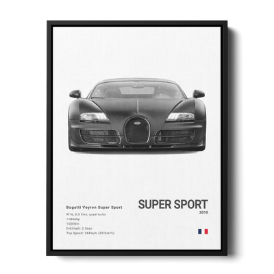 Veyron Super Sport Specs Bw — Canvas Print