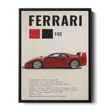 F40 Specs Poster — Canvas Print