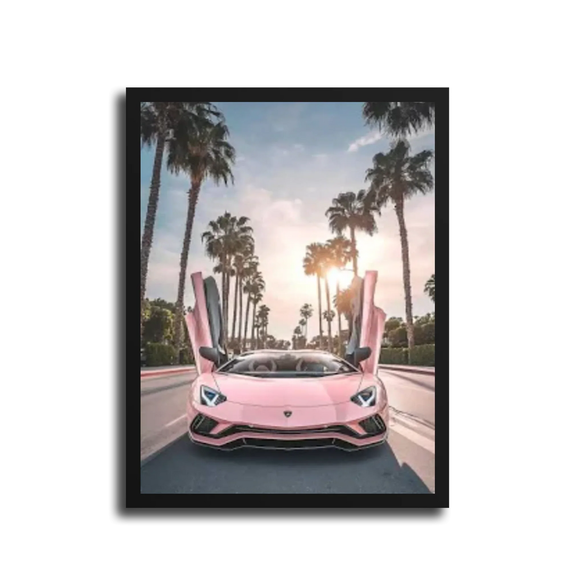 Aventador Pink Palm Trees — Black Frame