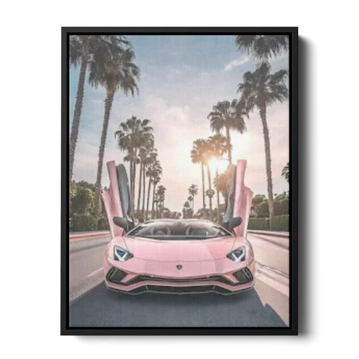 Aventador Pink Palm Trees — Canvas Print