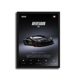 Aventador Svj Front Poster — Black Frame