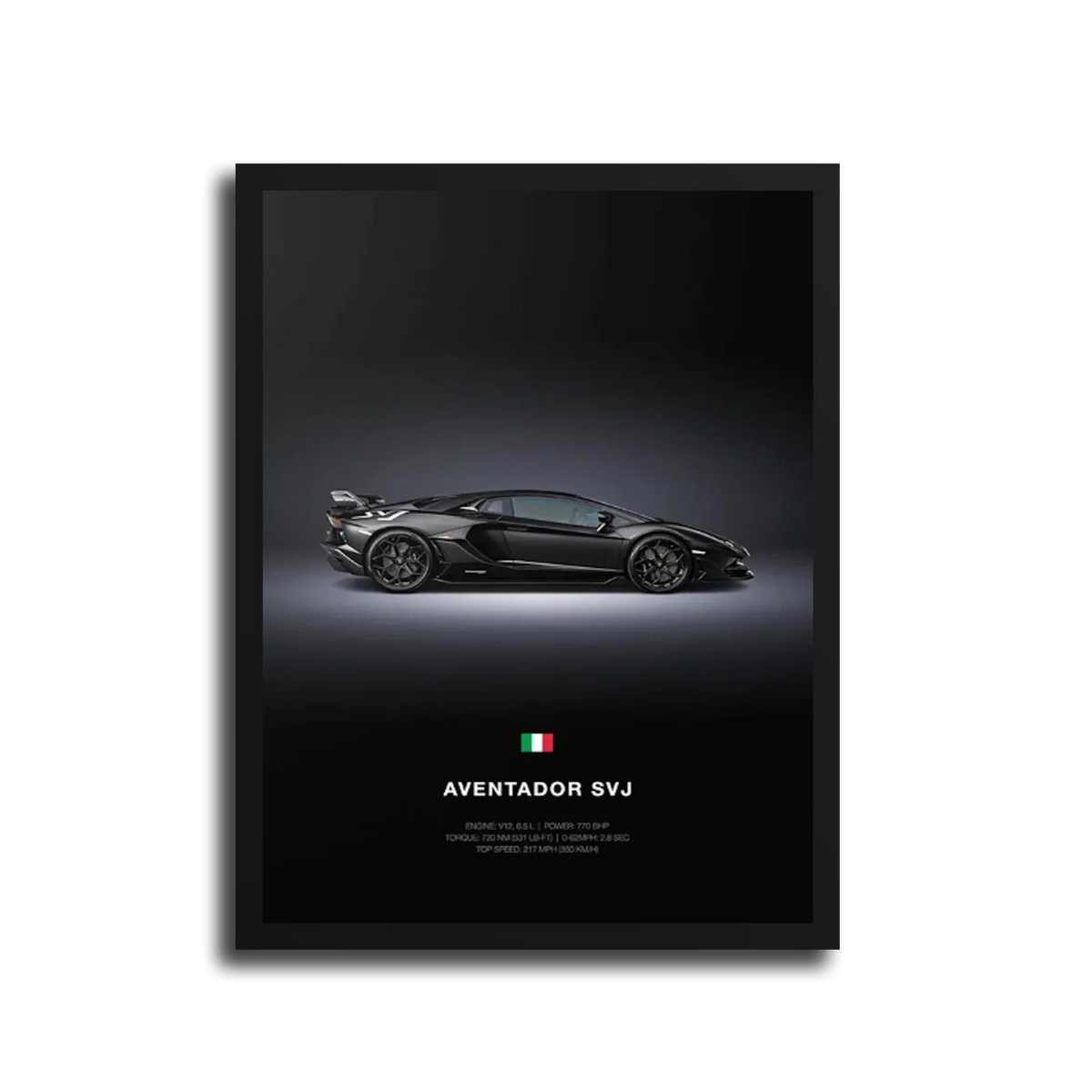Aventador Svj Specs Poster — Black Frame