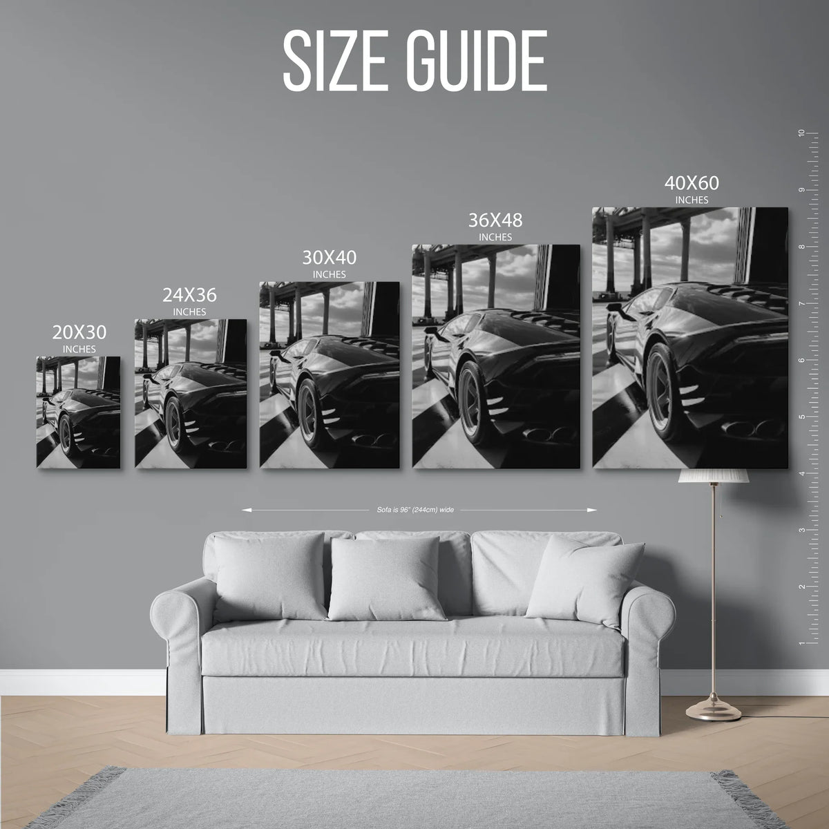 Countach Architecture Bw — Size Guide