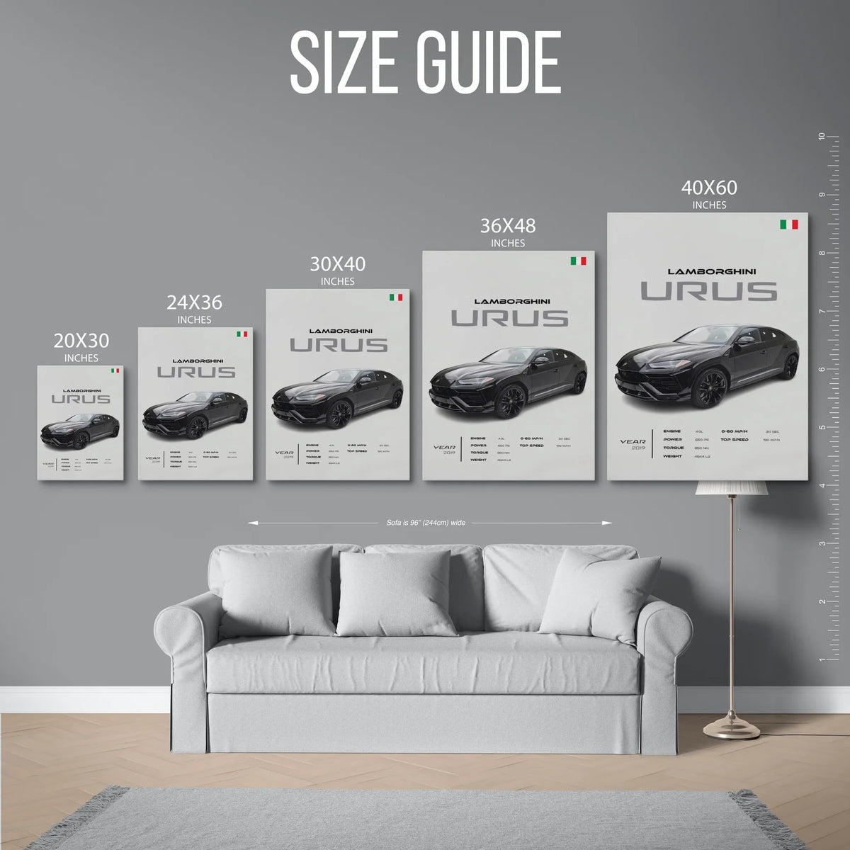 Urus 2019 Specs Poster — Size Guide