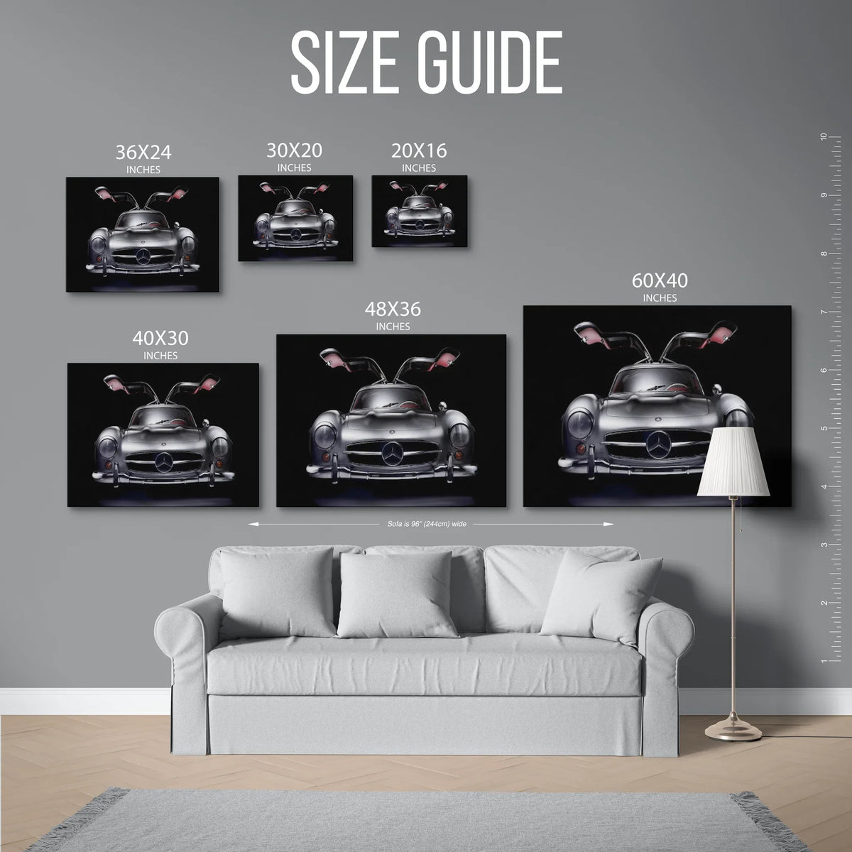 300Sl Gullwing Front Dark — Size Guide