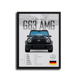 G63 Amg 2021 Specs Poster — Black Frame