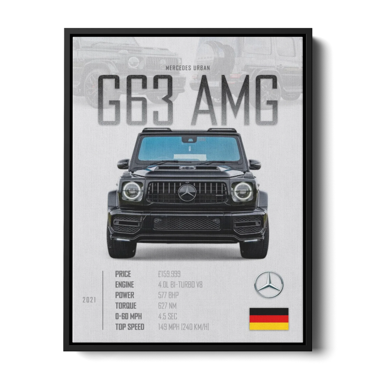 G63 Amg 2021 Specs Poster — Canvas Print