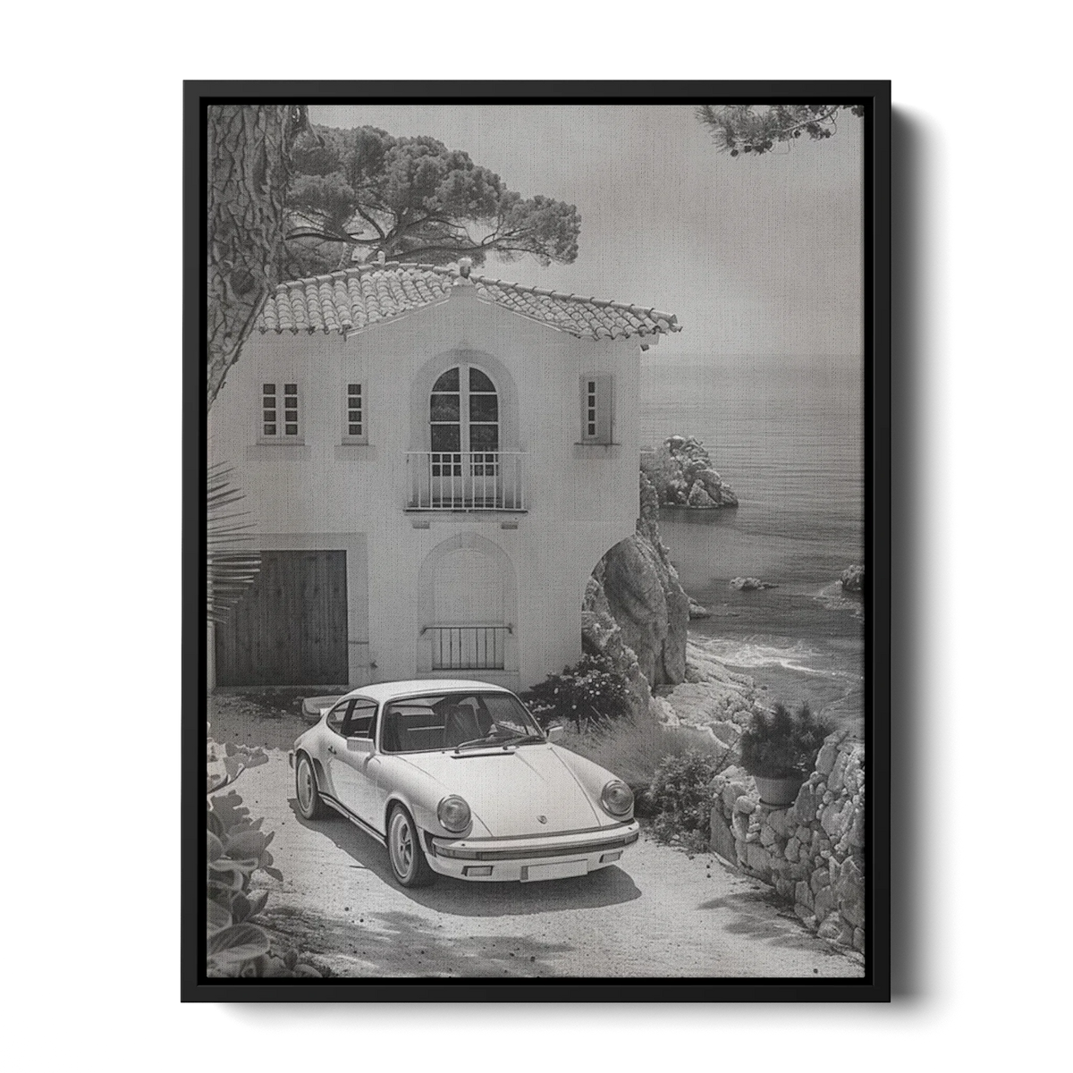 911 Carrera Coastal Villa Bw — Canvas Print