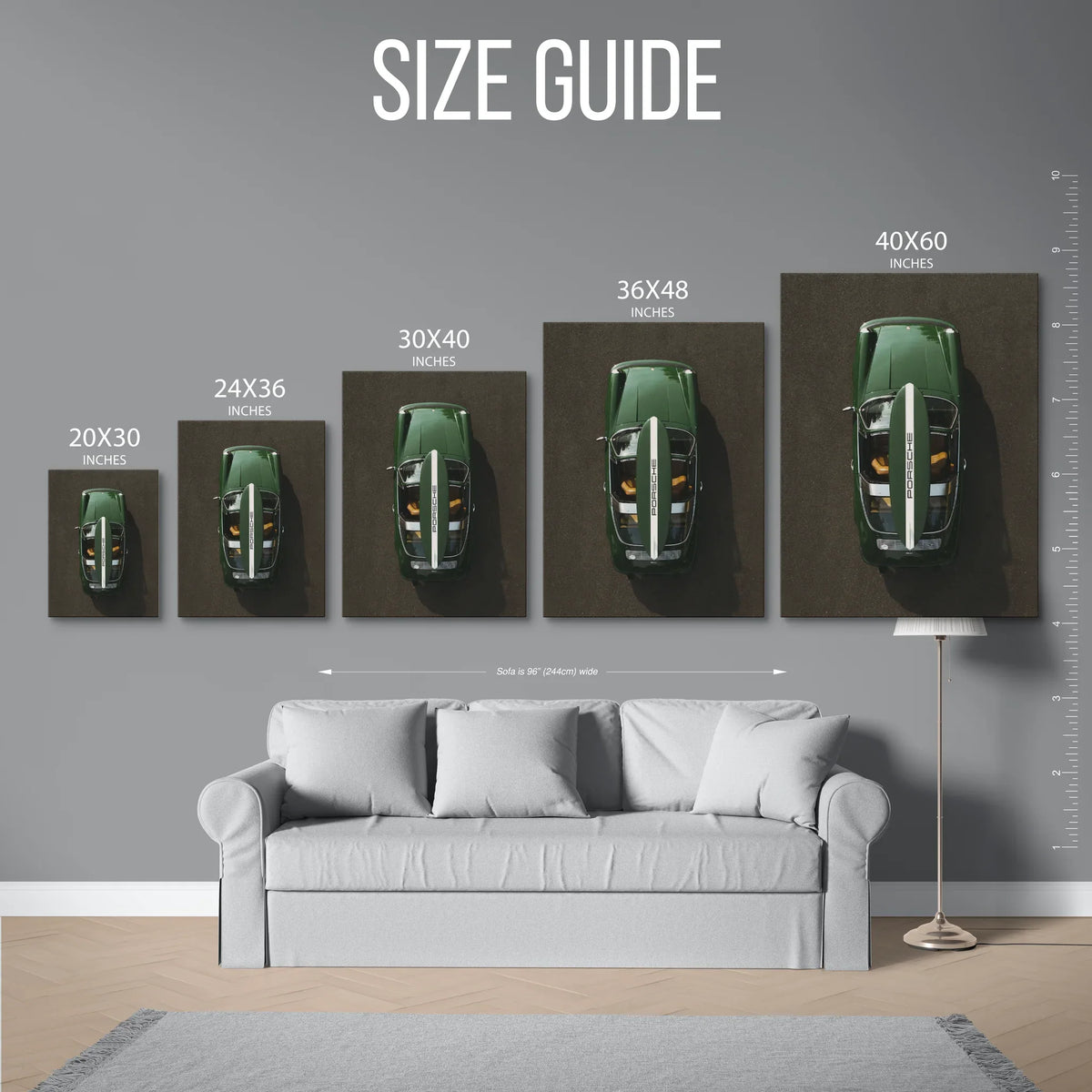 911 Carrera Top View Green — Size Guide