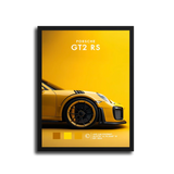911 Gt2 Rs Yellow Poster — Black Frame