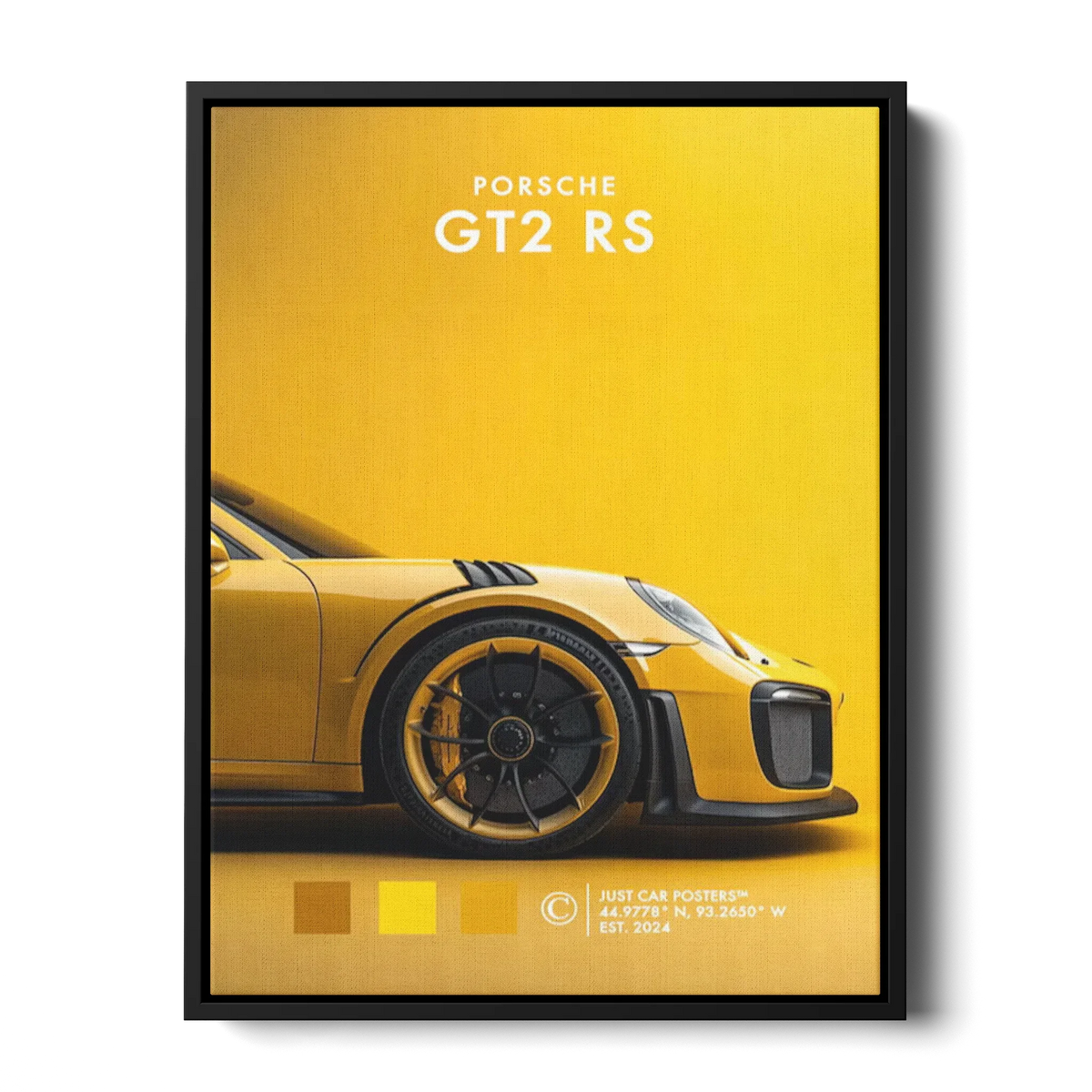 911 Gt2 Rs Yellow Poster — Canvas Print