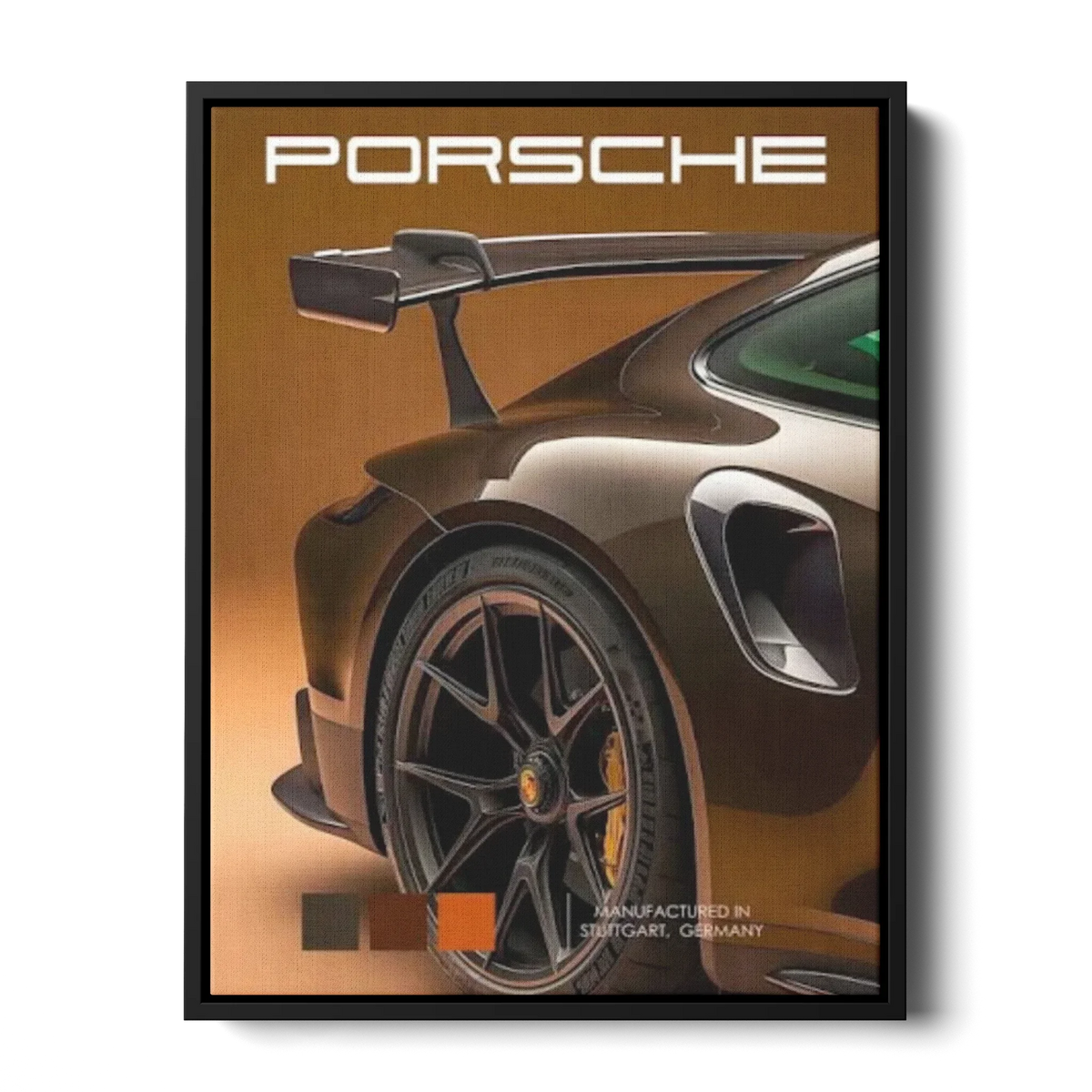 911 Gt3 Rear Wing Brown Poster — Canvas Print