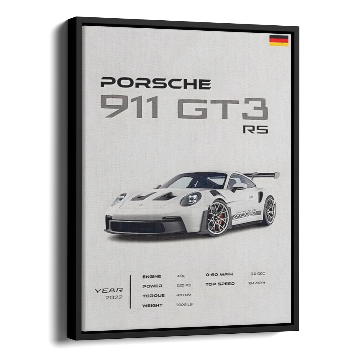 911 Gt3 Rs 2022 Specs Poster — Alternate View