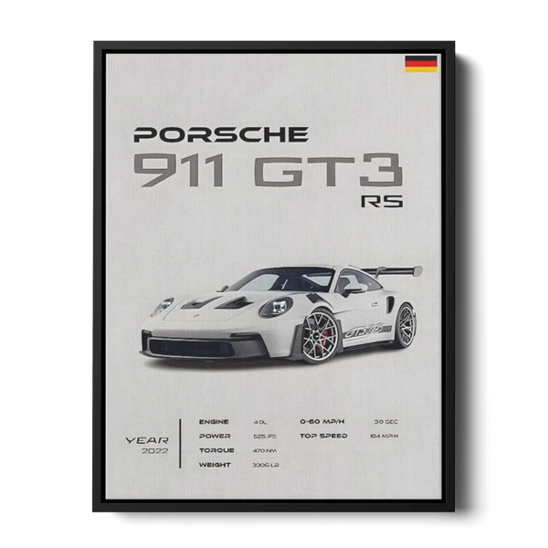 911 Gt3 Rs 2022 Specs Poster — Canvas Print