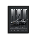 911 Gt3 Rs 2025 Specs Poster — Black Frame