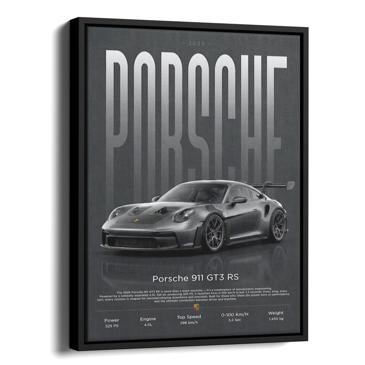 911 Gt3 Rs 2025 Specs Poster — Alternate View