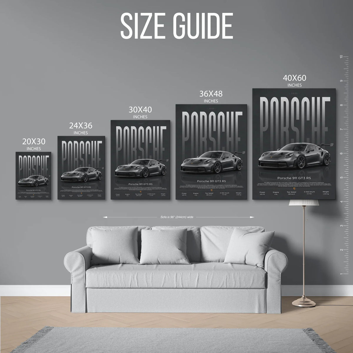 911 Gt3 Rs 2025 Specs Poster — Size Guide