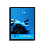911 Gt3 Rs Blue Poster — Black Frame