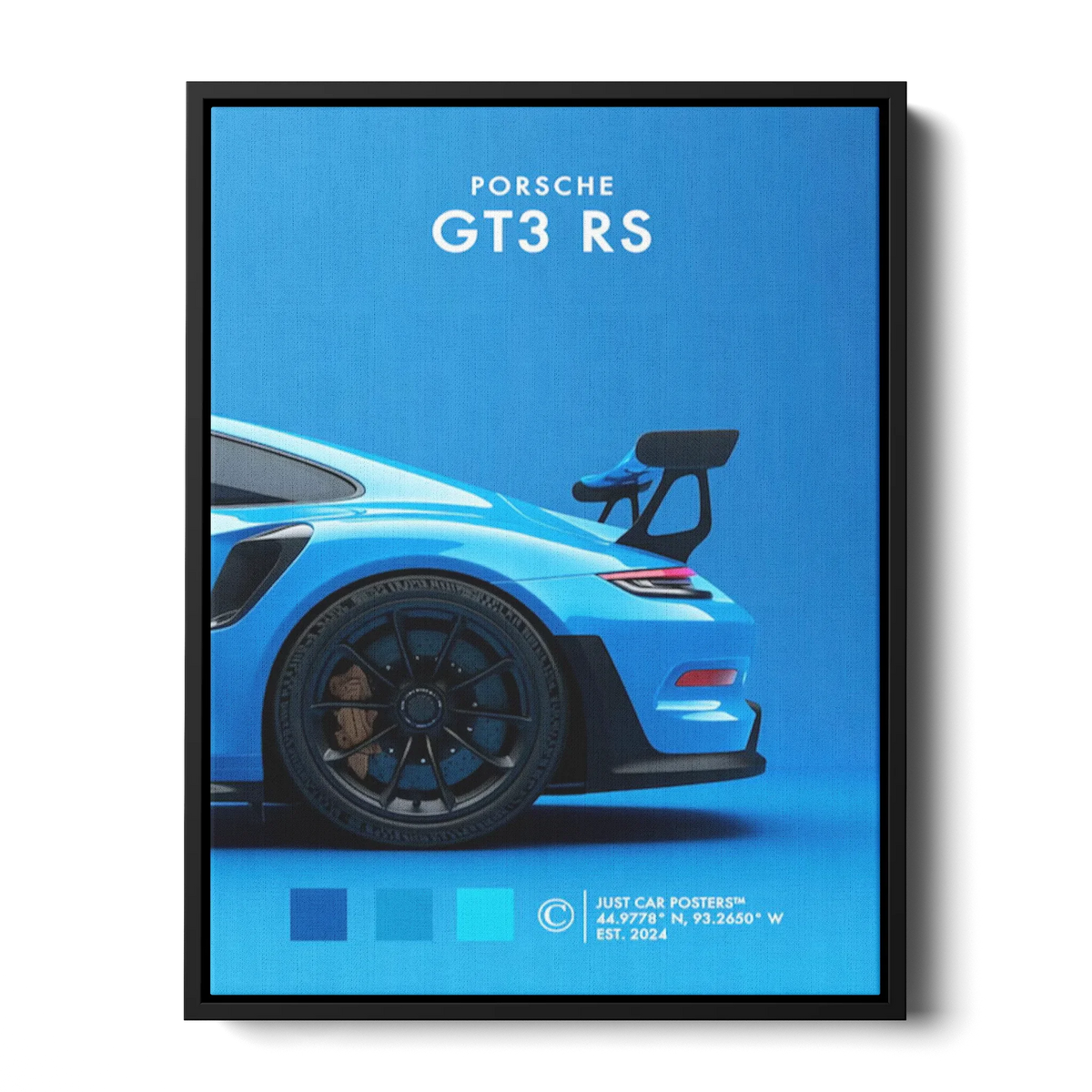 911 Gt3 Rs Blue Poster — Canvas Print