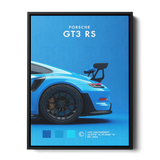 911 Gt3 Rs Blue Poster — Canvas Print