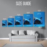 911 Gt3 Rs Blue Poster — Size Guide