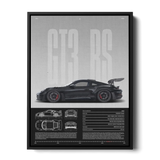 911 Gt3 Rs Blueprint Specs — Canvas Print