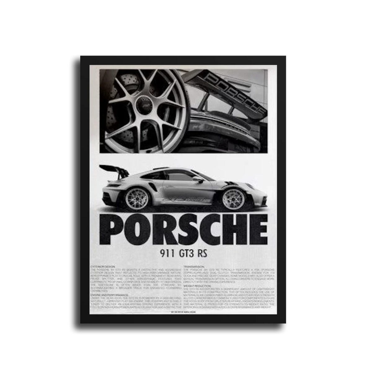 911 Gt3 Rs Newspaper Poster — Black Frame