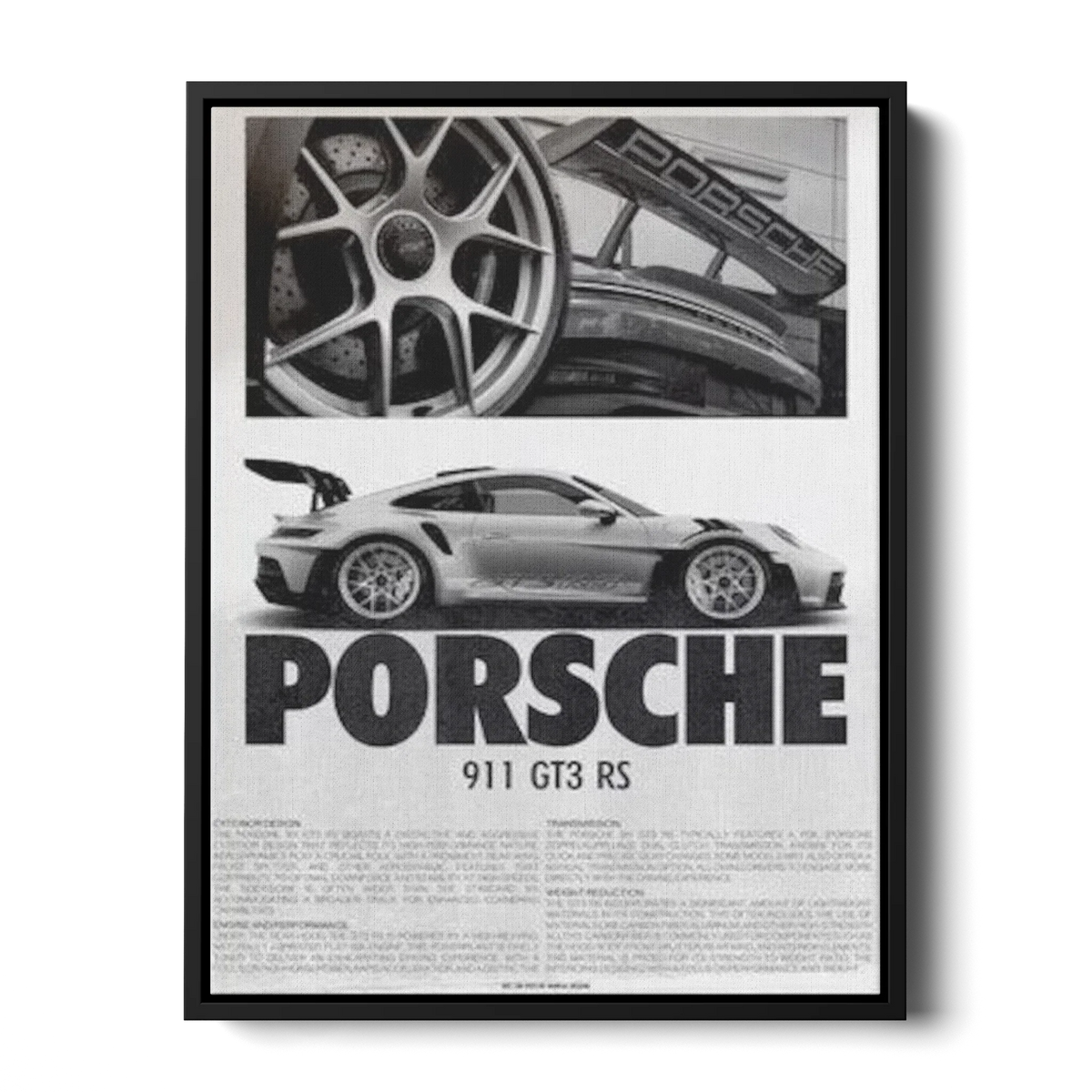 911 Gt3 Rs Newspaper Poster — Canvas Print