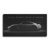 911 Gt3 Rs Starts With Dream Panoramic — Canvas Detail